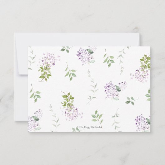 Delicate Lila Paarse Bloemen Groen Bruiloft RSV RSVP Kaartje (Achterkant)