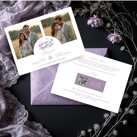 Delicate Lilac Wedding Rings Floral Wedding Save The Date