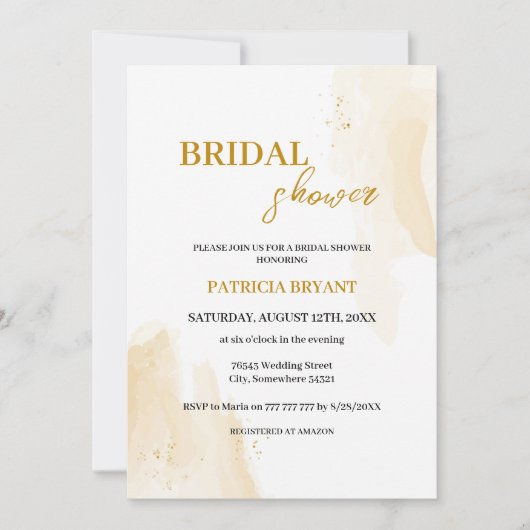 Delicate lineaire bladeren Bridal Shower Uitnodigi Kaart (Voorkant)