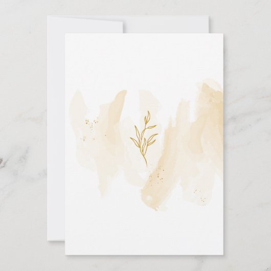 Delicate lineaire bladeren Bridal Shower Uitnodigi Kaart (Achterkant)