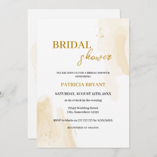 Delicate lineaire bladeren Bridal Shower Uitnodigi Kaart (Voorkant / Achterkant)