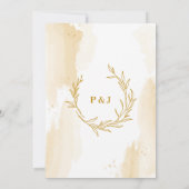 Delicate lineaire bladeren Wedding Invitation Kaart (Achterkant)