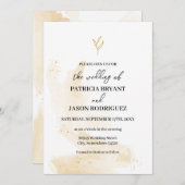 Delicate lineaire bladeren Wedding Invitation Kaart (Voorkant / Achterkant)