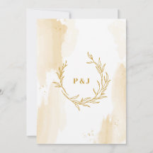 Delicate lineaire bladeren Wedding Invitation