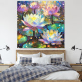 Delicate Lotus Flowers Blossoming in the Snow Canvas Afdruk (Insitu (Slaapkamer))