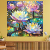 Delicate Lotus Flowers Blossoming in the Snow Canvas Afdruk (Insitu (Woonkamer))