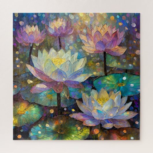 Delicate Lotus Flowers Blossoming in the Snow Legpuzzel (Verticaal)