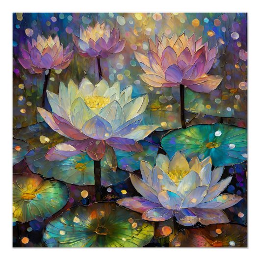 Delicate Lotus Flowers Blossoming in the Snow Perfect Poster (Voorkant)