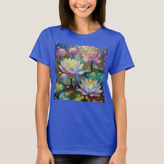 Delicate Lotus Flowers Blossoming in the Snow T-shirt (Voorkant)