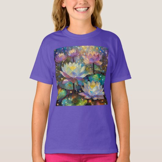 Delicate Lotus Flowers Blossoming in the Snow T-shirt (Voorkant)