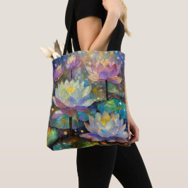 Delicate Lotus Flowers Blossoming in the Snow Tote Bag