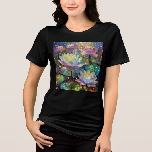 Delicate Lotus Flowers Blossoming in the Snow Tri-Blend Shirt (Voorkant)