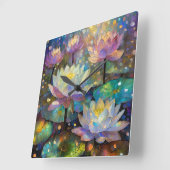 Delicate Lotus Flowers Blossoming in the Snow Vierkante Klok (Hoek)