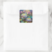 Delicate Lotus Flowers Blossoming in the Snow Vierkante Sticker (Tas)