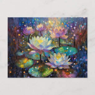 Delicate Lotusbloemen die Bloeien in de Sneeuw Briefkaart