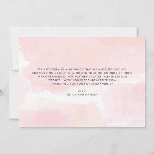 Delicate Love | Foto bruiloft Datum wijzigen Aankondiging (Achterkant)