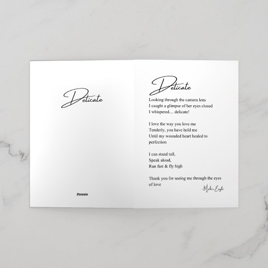 Delicate Love Poetry Folie Wenskaart (Buiten Laag)