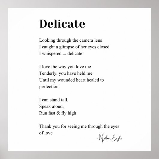 Delicate Love Poetry Wall Art Poster Decor (Voorkant)