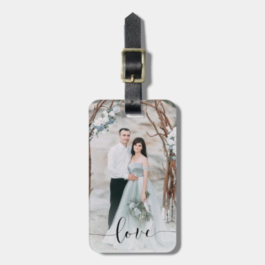 Delicate Love | Uw foto- en kalligrafie Bagagelabel (Voorkant verticaal)