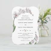 Delicate Luau Waterverf White Orchid Wedding Kaart (Staand voorkant)