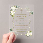 Delicate Luchtig Groen Witte Bloemen Toewijding Acryl Uitnodigingen (Insitu (Draagbaar))