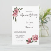 Delicate Magnolia Pink & Blush Weddenschap Kaart (Staand voorkant)