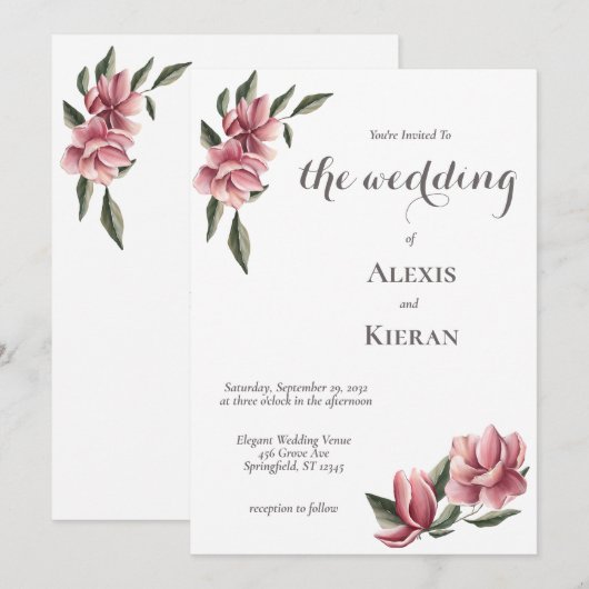 Delicate Magnolia Pink & Blush Weddenschap Kaart (Voorkant / Achterkant)