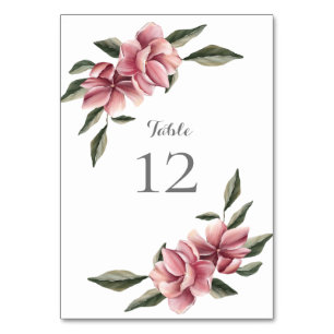 Delicate Magnolia Roze & Blush Tafelkaart Kaart