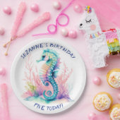 Delicate Marine Zeepaardje gepersonaliseerd Papieren Bordje (Feest)