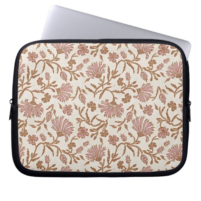  delicate mauve bloemen & ingewikkelde bladeren laptop sleeve (Voorkant)
