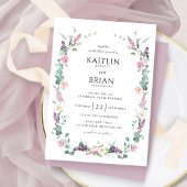 Delicate Mauve, stoffige Paarse pastel bloemenbrui Kaart