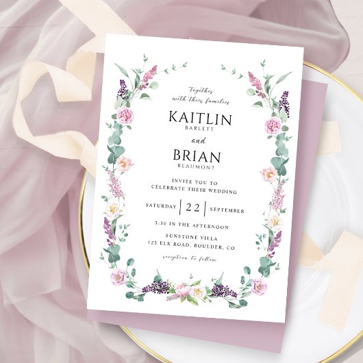 Delicate Mauve, stoffige Paarse pastel bloemenbrui Kaart