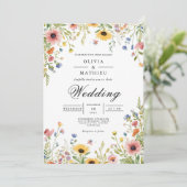 Delicate Meadow Floral Whimsy Wedding Kaart (Staand voorkant)