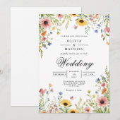 Delicate Meadow Floral Whimsy Wedding Kaart (Voorkant / Achterkant)