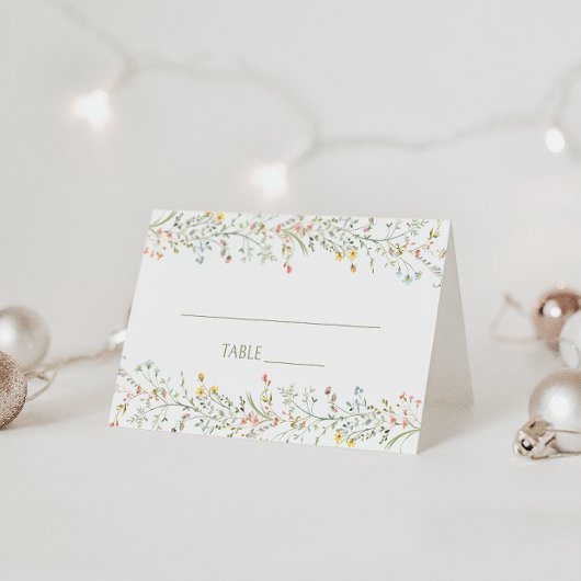 Delicate Meadow Wild Flower Spring Wedding Plaatskaartje