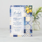 Delicate Mediterranean Tiles and Lemons Flowers Kaart (Staand voorkant)