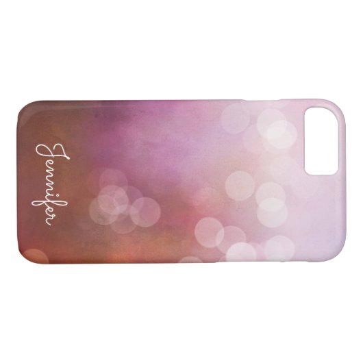 Delicate meisjesroze waterverf bokeh gepersonalise Case-Mate iPhone case (Achterkant (Horizontaal))