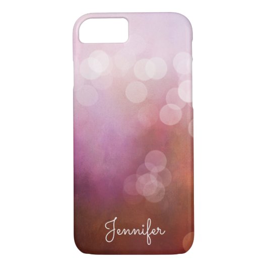 Delicate meisjesroze waterverf bokeh gepersonalise Case-Mate iPhone case (Achterkant)