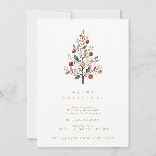 Delicate Minimalist Chic Winter Christmas Tree Kaart (Voorkant)