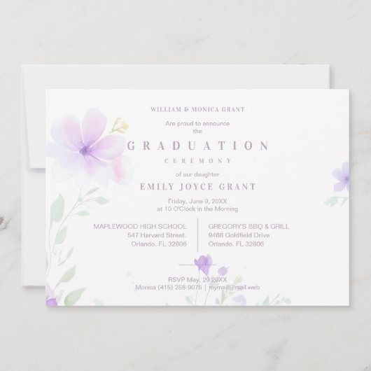 Delicate MInimalist Graduate Floral Lilac Shades P Kaart (Achterkant)