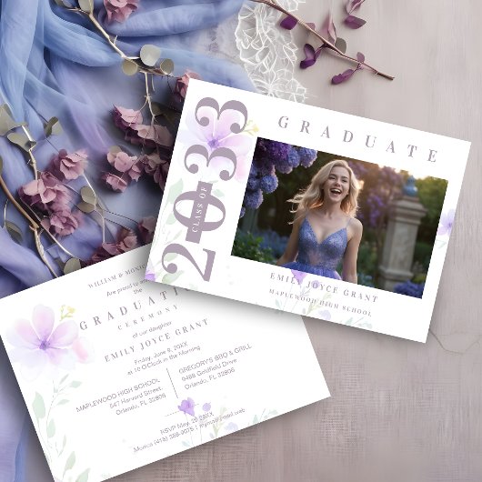 Delicate MInimalist Graduate Floral Lilac Shades P Kaart