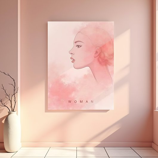Delicate Minimalist Woman in Pink Shades Poster