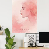 Delicate Minimalist Woman in Pink Shades Poster (Thuiskantoor)