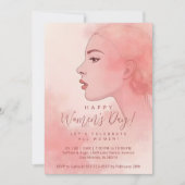 Delicate Minimalist Woman Pink Happy Women's Day Kaart (Voorkant)