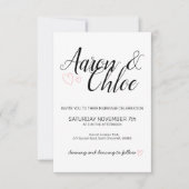 Delicate minimalistische kalligrafie bruiloft kaart (Voorkant)