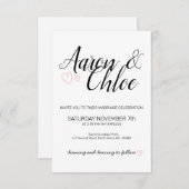 Delicate minimalistische kalligrafie bruiloft kaart (Voorkant / Achterkant)