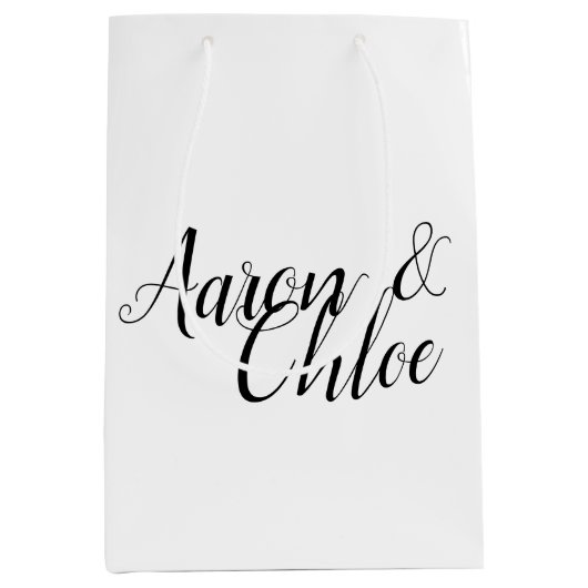 Delicate minimalistische kalligrafie bruiloft medium cadeauzakje (Voorkant)