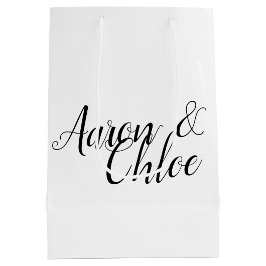 Delicate minimalistische kalligrafie bruiloft medium cadeauzakje (Achterkant)