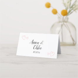 Delicate minimalistische kalligrafie bruiloft plaatskaartje