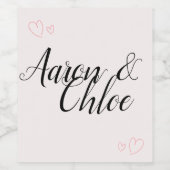 Delicate minimalistische kalligrafie bruiloft rood wijn etiket (Enkel label)